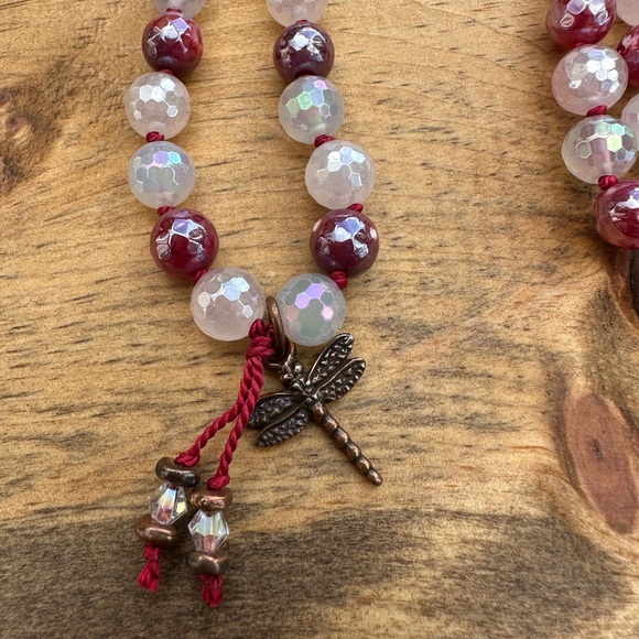 Handmade Mala Necklace - Fire Agate/Rose Quartz/White Agate - Picture 5 of 5